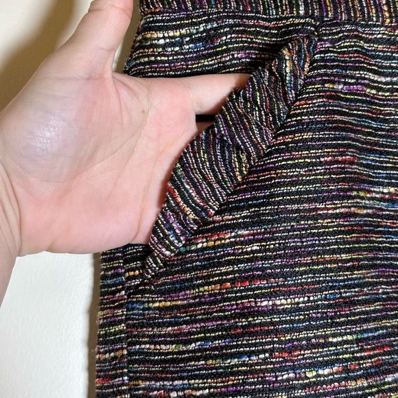 Loft multi colored mini pencil skirt size 6. Black with rainbow striped mini - Picture 8 of 10